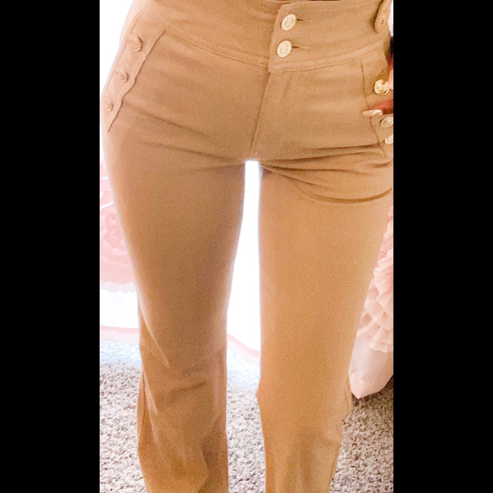 Current Elliott high waisted, gold accented pant